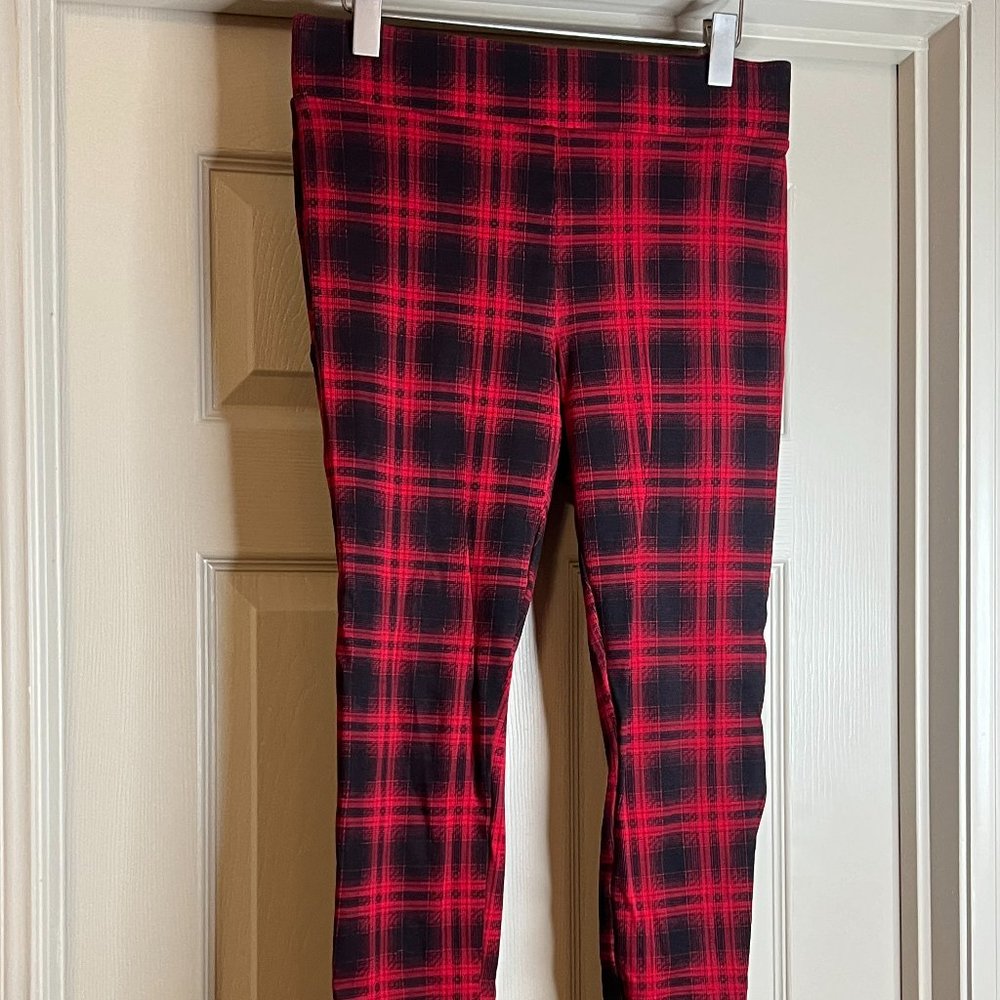 Ann Taylor LOFT Leggings - Red & Black check | Size Medium Tall